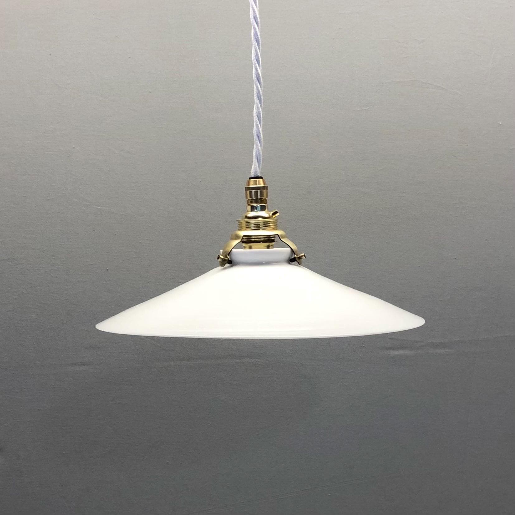 フランスアンティーク ブルーオパリンミルクガラス ミニシェード