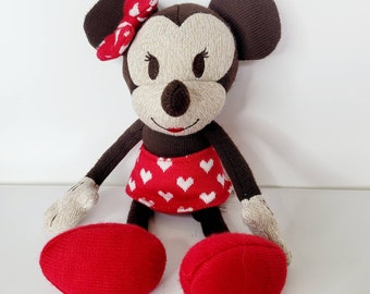 Minnie Mouse Knit Plush Stuff Doll 13" inch Disney Doll Hallmark Valentines Day