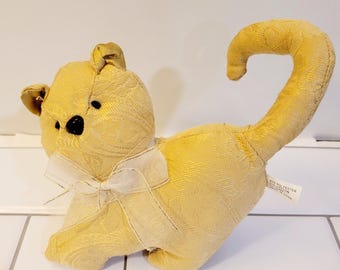 Vintage Tapestry Yellow Cat Plush Stuffed Animal Cats 1990s 7" inch