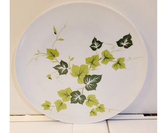 Ivy Vintage 10" Dinner Plate Texas-Ware Green Floral Pattern Melamine/Melmac