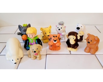 Lot of 10 Fisher Price Little People Zoo Animals Boy in Wheelchair Figure Toy