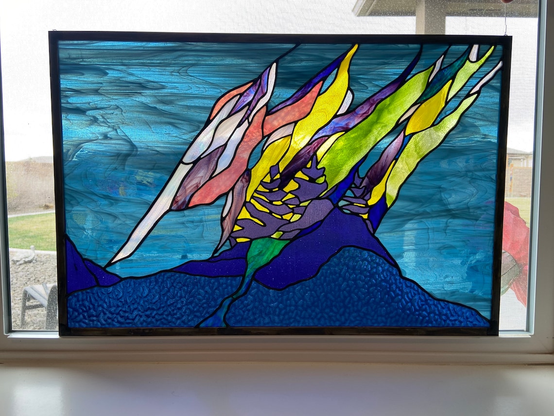 Aurora Borealis Northern Lights Stained Glass Etsy