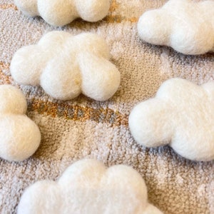 Fluffy white felt clouds x1 cloud, 100% wool felt clouds for creative play, baby bedroom mobiles, newborn baby photo shoots image 3