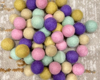 Pastel Colour Easter Bunny Felt Ball Pom Pom Mix, 2.5cm in size, great for bunting, decoration, baby mobiles, fillable letters/shapes