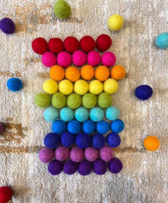 Rainbow Mix 1.5cm Felt Ball Pom Poms 100% Wool, Natural Dyes Used Only. for  Garland Making, DIY Craft Projects, Pride Decor 