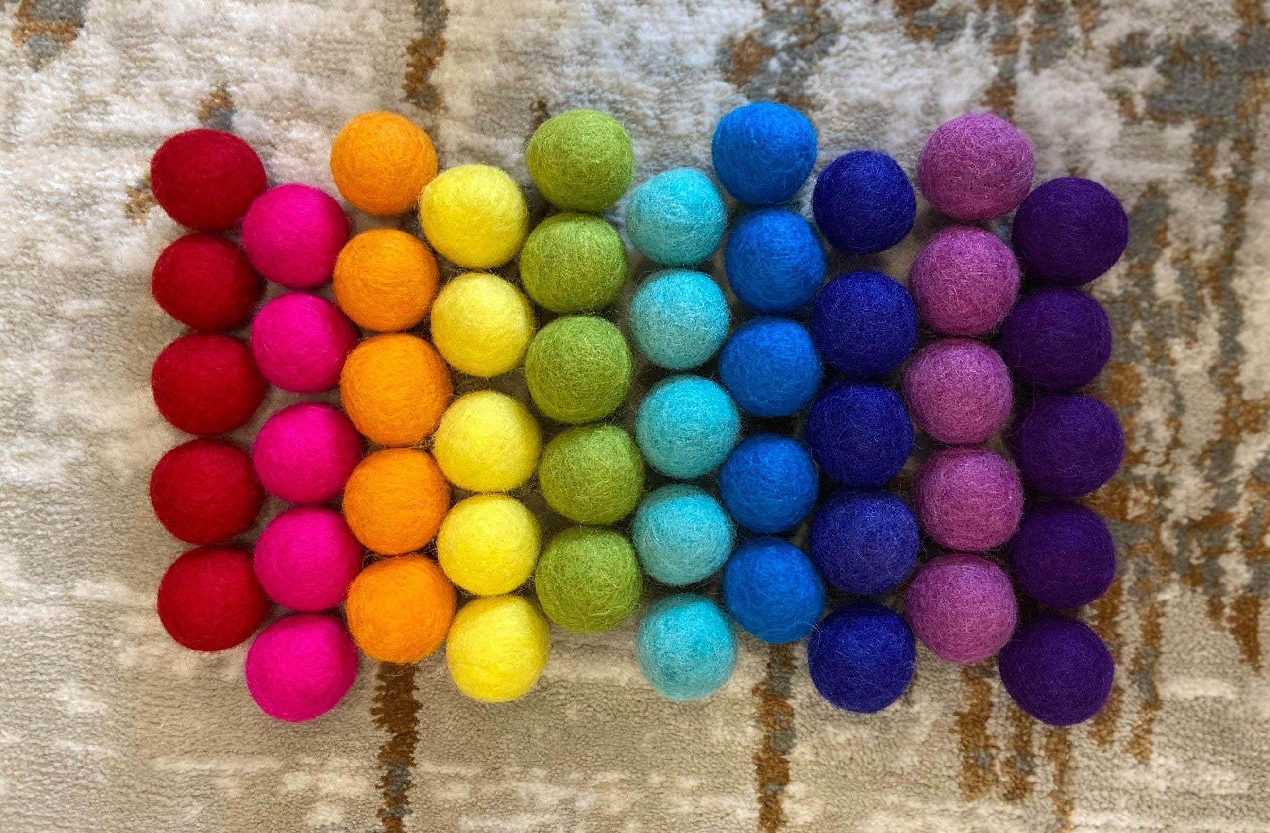 Big Felt Merino Wool Balls, 5 Cm Large Size, Kids Play, Crafts, 100% Wool,  Wool Pom Poms, Montessori Sensory Play, Red & Yellow Shades 