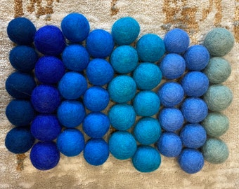 Blue Rainbow Ombré Felt Ball Pom Pom Mix, 2.5cm for DIY crafts/garland/baby boy bedroom decor