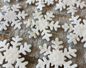 White Christmas Felt Snowflakes, approx 6cm in size for tree, wreath, bunting, Christmas party decoration