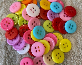 10pcs, Multicoloured rainbow 12mm round circle acrylic buttons