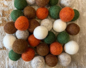 Woodland Forest Theme Mix, 2.5cm Nepalese wool felt ball pom poms for DIY craft/garland/fillable shapes/baby mobile/party decoration