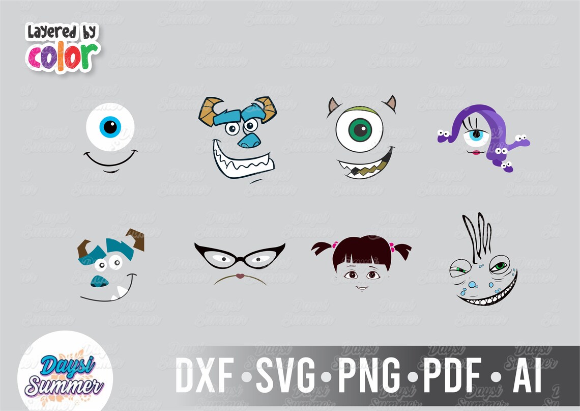 Face Monsters inc dxf eps svg pdf png cricut | Etsy
