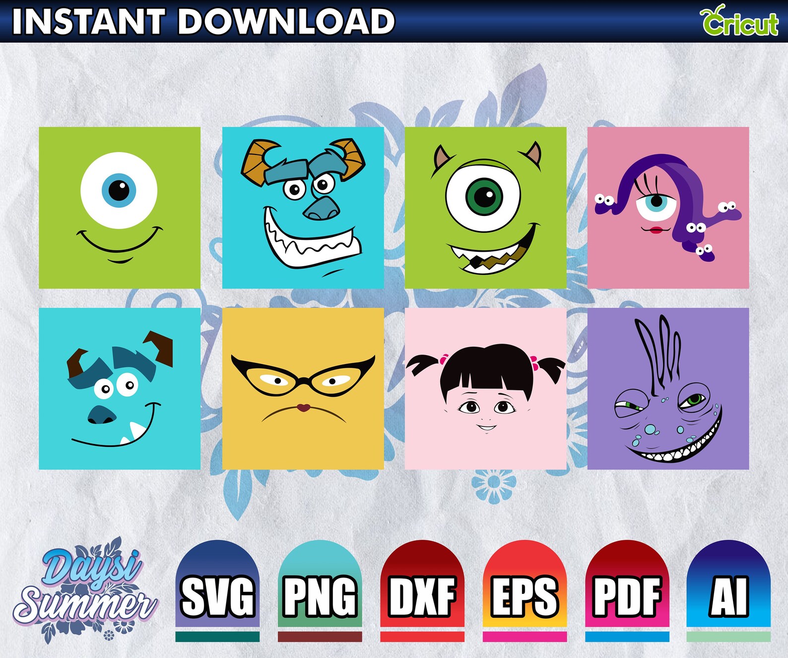 Face Monsters inc dxf eps svg pdf png cricut | Etsy