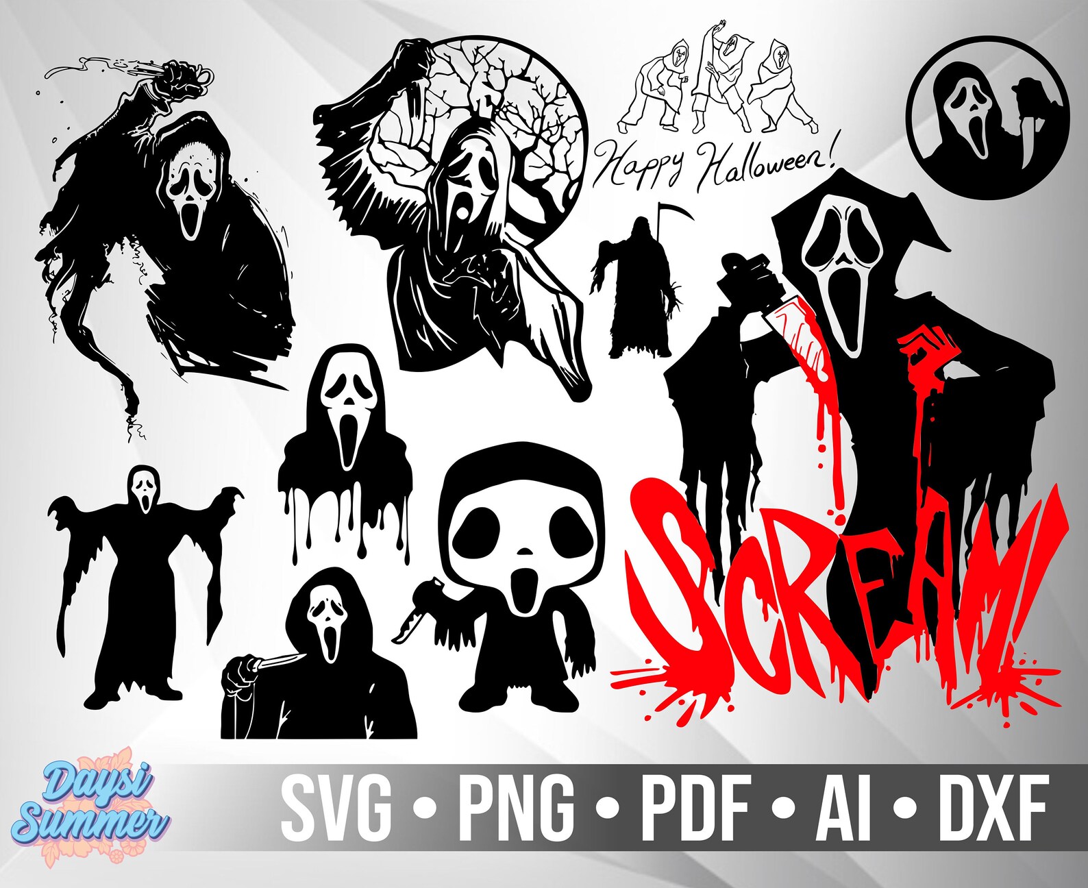 SCREAM SILHOUETTE Svg Png Dxf Pdf Ai | Etsy