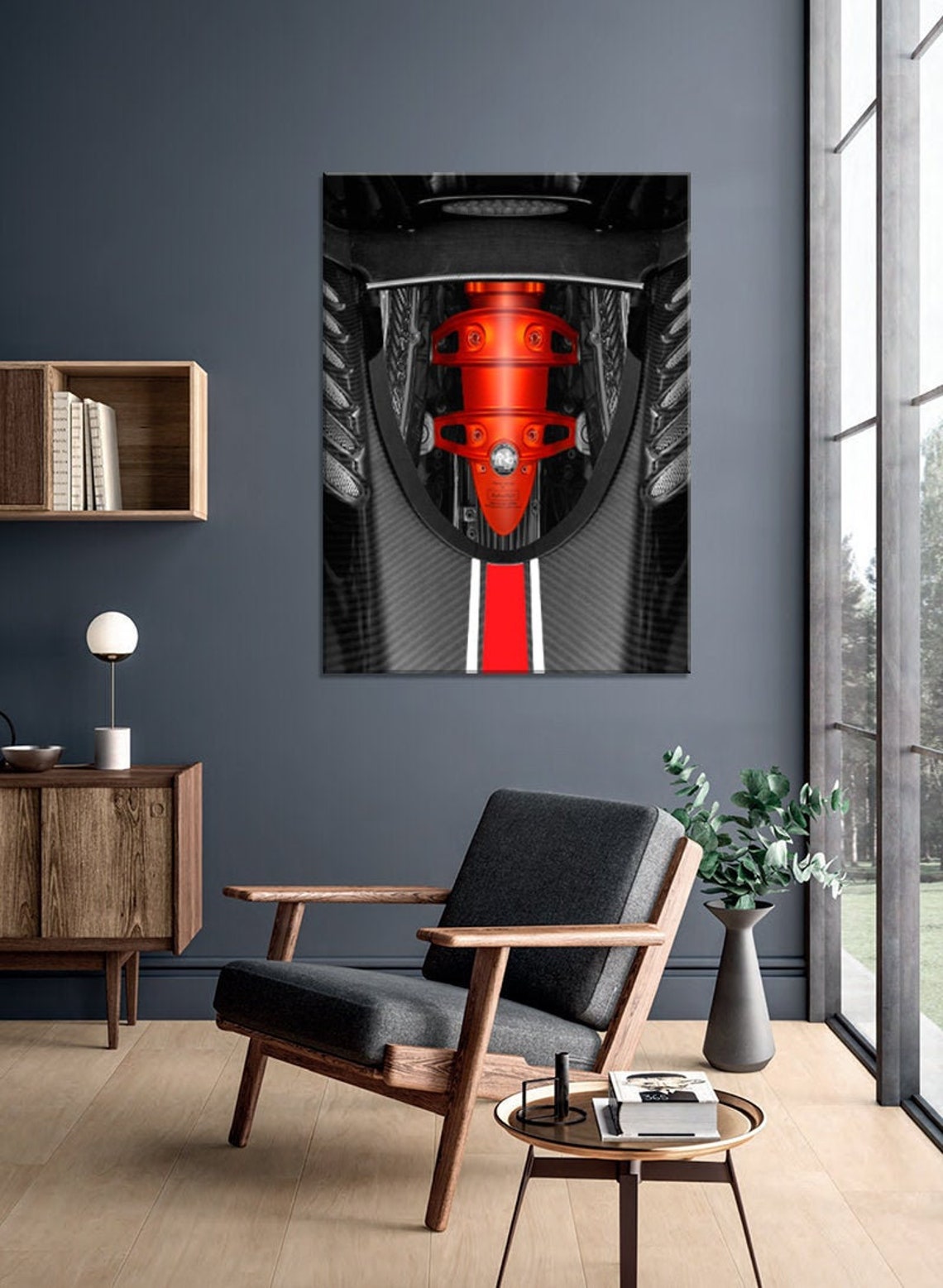 Supercar Engine Red Art Wall Decor Framed Canvas Free Shipping | Etsy