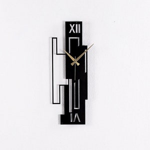 Rectangle Silent Wall Clock, Geometric Wall Hangings Clocks for Indoor & Office, Oversize Laser Cut Metal Art, Modern Design Room Decoration