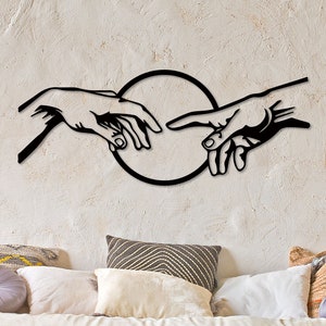 The Creation of Adam Metal Wall Art, Hand of God Sign, Large Laser Cut Metal,Spiritual Picture Details, Parable from Bible, Decorative Gift