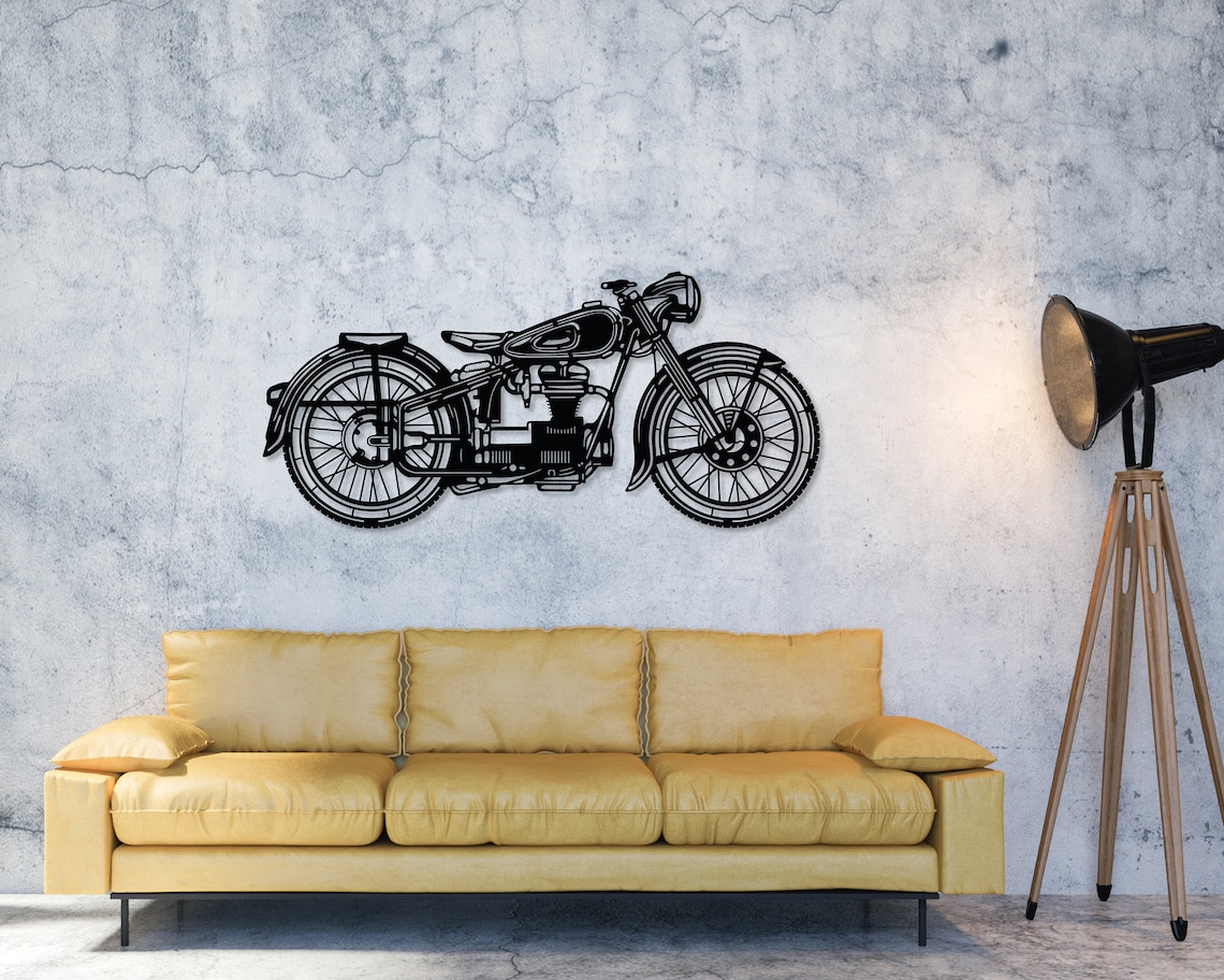 Metal Motorcycle Wall Art Motorbike Wall Decor Man Cave Etsy