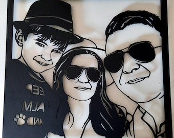 Custom Portrait from Photo, Custom Metal Wall Art, Personalized Photo Gifts, Metal Sculpture, Anniversary Gift, Birthday Gift, Gift to Lover