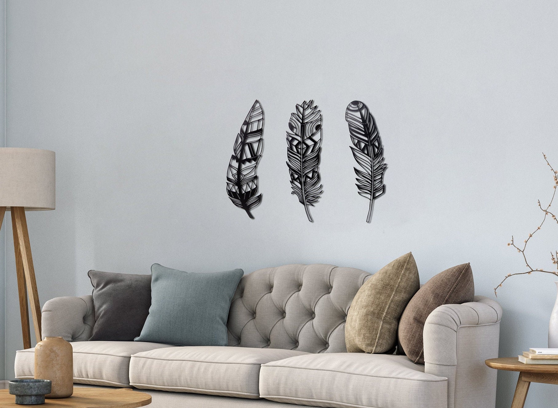 thumbnail image 2 of Skilwerx Spiral Feather Metal Wall Art – Modern Floral Sculpture, 12 X 3 Inches, Handmade In USA 2 of 5