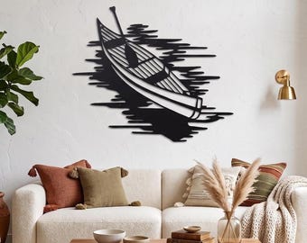 Décoration murale en métal découpée au laser représentant un bateau