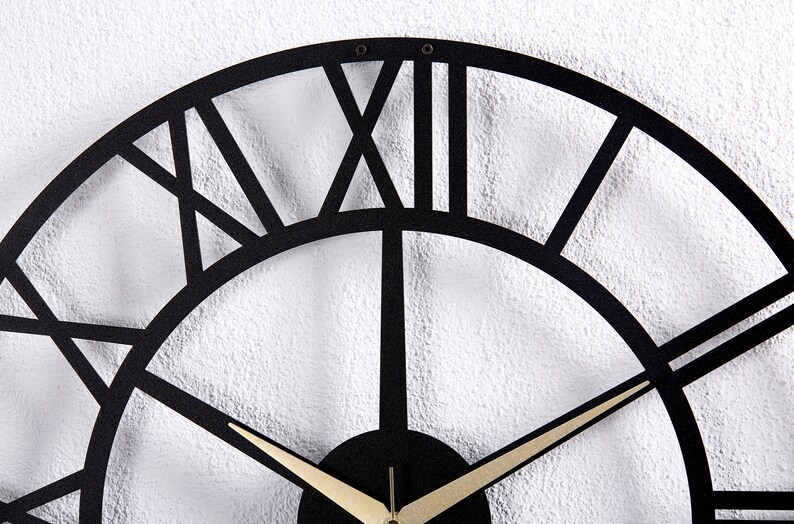 Metal Wall Clock With Roman Numerals Modern Silent Large - Etsy