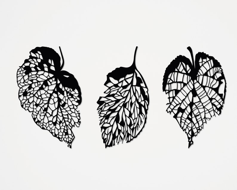 3 Piece Metal Leaves Wall Decor Plant Wall Art Nature Autumn Etsy