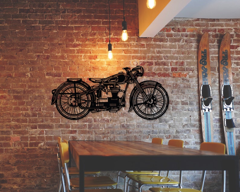Metal Motorcycle Wall Art Motorbike Wall Decor Man Cave Etsy
