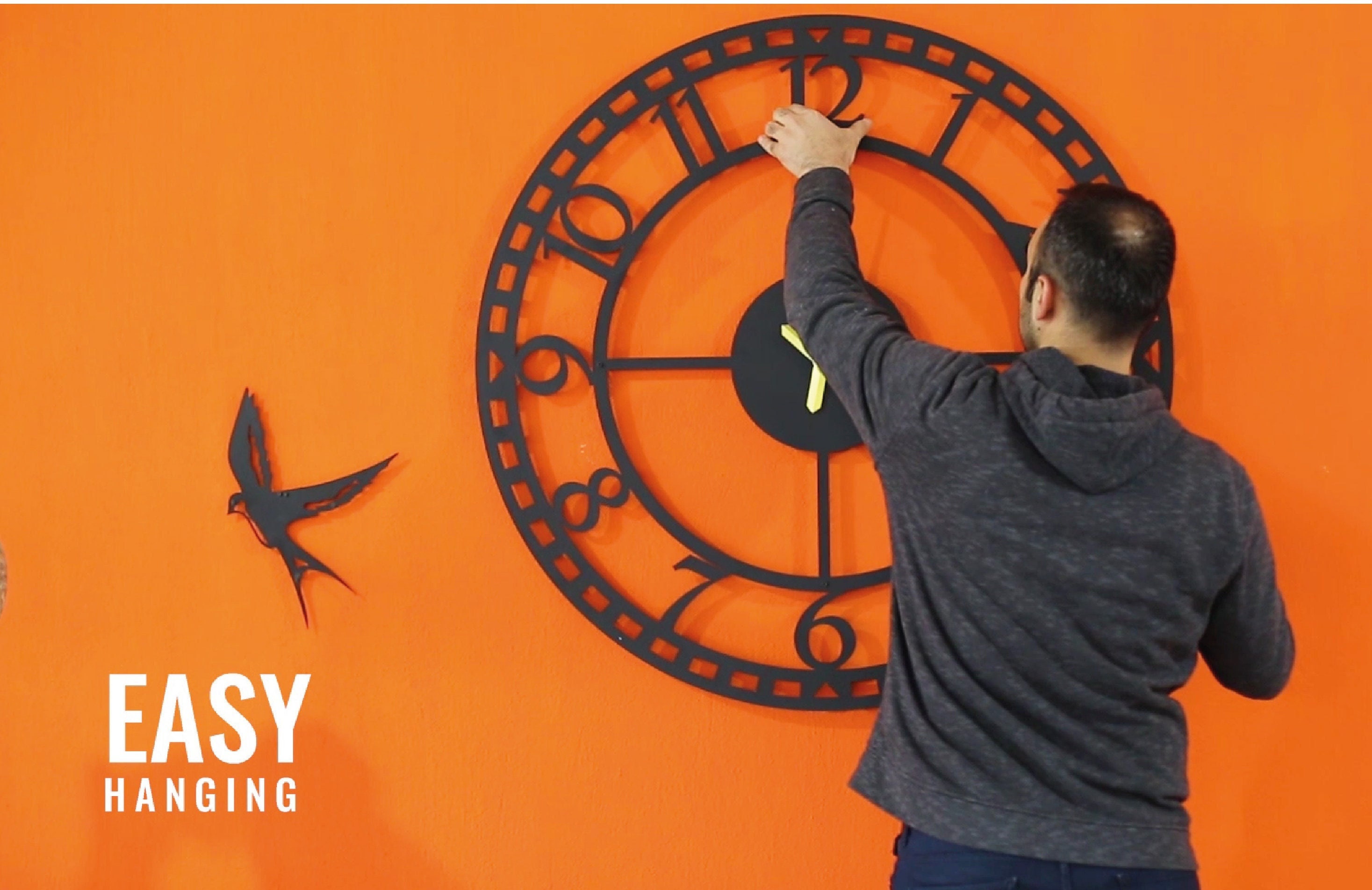 Extra Large Metal Clock With Latin Number Oversized Modern Etsy UK