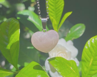 Rose Quarts Heart Pendant Necklace