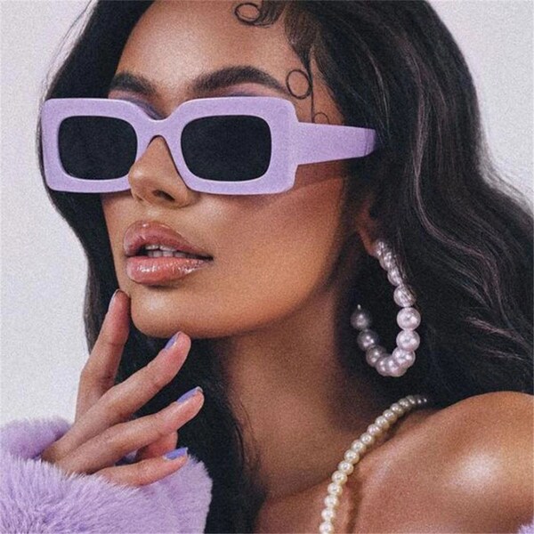 Purple Party Vintage Women Sunglasses Vintage Rectangle Big Square Glasses Women Sun Glasses Ladies Eyewear Stylish Sunglasses For Women