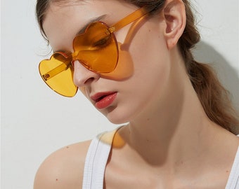 Wunderschöne Vintage Herz Förmige Sonnenbrille Retro Randlose Sonnenbrillen Niedliche stilvolle Retro Frauen Vintage Sonnenbrille für Sommer Party Sonnenbrillen