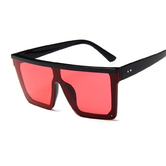 Popular Oversized Rimless Vintage Square Frame Sunglasses Black