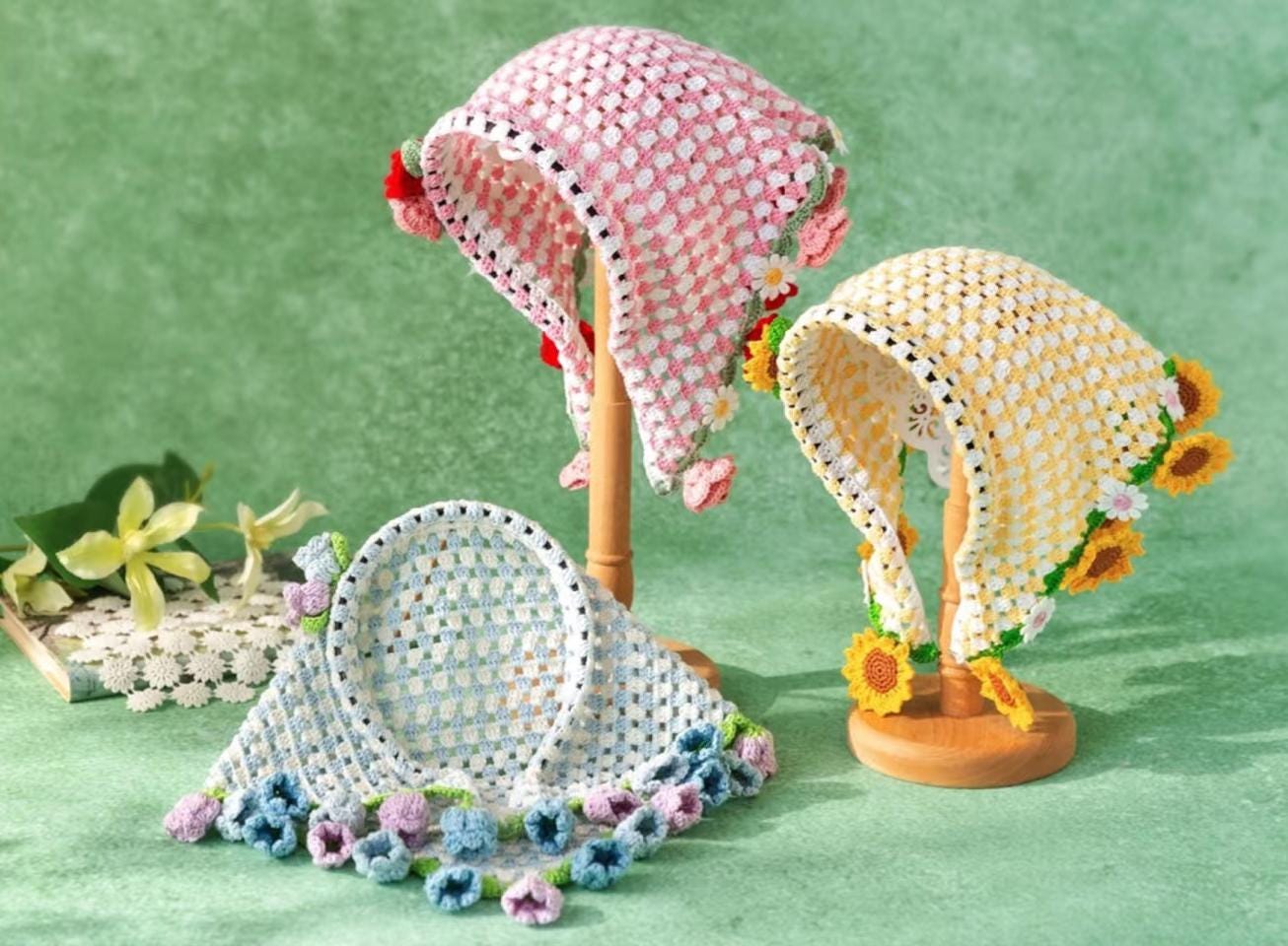 30 Lily of the Valley Crochet Patterns for Elegant Flowers, Gifts, and Home Decor 9 Lily of the Valley Flower Handkerchief Headscarf Pattern