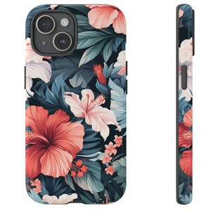Tropical Hibiscus Bloom Floral Elegance Botanical phone case iPhone 15 14 13 12 11 Pro,Samsung Case Galaxy S24 S23 FE S22, gift for daughter