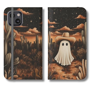 Western Cowboy Geist in der Wüste Brieftasche Flip Kartenhalter Handytasche Iphone 16 15 14 13 Plus Pro Max Samsung Galaxy S24 S23 S22 Plus Ultra