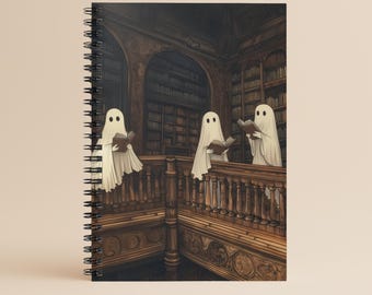 Ghost Notebook, Gothic Journal, Spooky Halloween Notebook, Haunted Library Journal, Ghost Lover Gift, Dark Academia Notebook, Bookworm gift