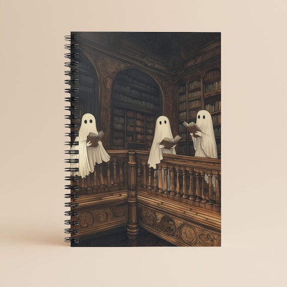 Ghost Notebook, Gothic Journal, Spooky Halloween Notebook, Haunted Library Journal, Ghost Lover Gift, Dark Academia Notebook, Bookworm gift