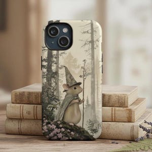 Enchanted Forest Mouse Wizard phone Case for Iphone 16 15 14 13 Pro Max Samsung Galaxy S24 S23 S22 S21 Plus Ultra Wiccan, Mystic, Spell book