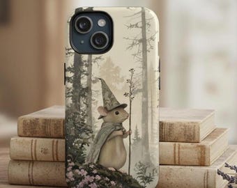 Enchanted Forest Mouse Wizard phone Case for Iphone 16 15 14 13 Pro Max Samsung Galaxy S24 S23 S22 S21 Plus Ultra Wiccan, Mystic, Spell book