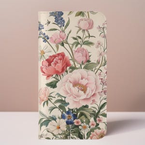 Funda de teléfono con tapa tipo billetera con diseño floral vintage / Funda de teléfono con tarjetero de cuero vegano para Samsung Galaxy S24 S23 S21 S22 Plus iPhone 15 14 13 12 11 Pro