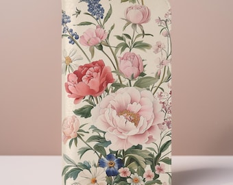 Vintage Floral Wallet Flip Phone Case | Vegan Leather Card Holder Phone Case Samsung Galaxy S24 s23 s21 S22 Plus iPhone 15 14 13 12 11 Pro
