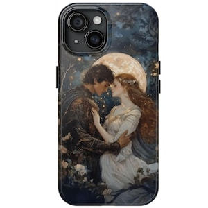 Urzekająca romantyczna obudowa telefonu Moonlit Lovers dla iPhone'a 16 15 14 13 12 XS Pro Max Plus, Galaxy S24 S23 22 Ultra Plus, estetyczna vintage
