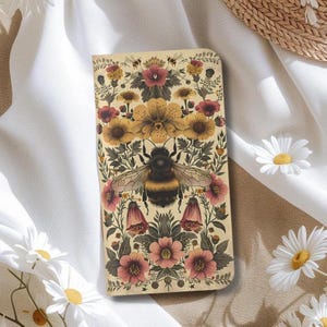 Vintage Bee and Floral Retro Botanical Design Wallet Flip Card holder Phone Case iPhone 13 12 Mini Pro Max Samsung Galaxy S22 S21 Plus Ultra image 6