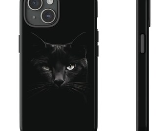 Funda para teléfono con diseño de gato negro monocromático "Cat Meow Pet Lover" para iPhone 15, 14, 13, 12, 11, Samsung S23Ultra, S22, S21, S21 FE, S20Ultra, S20 FE