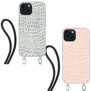 Custodia a tracolla con stampa serpente pastello per iPhone 15, 14, 13 Pro Max, XR, XS, Samsung Galaxy S23, S24 Plus Ultra, S20, S21 FE, A53, A52.