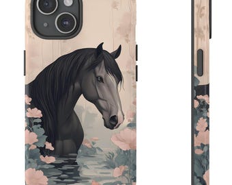 Elegant Black Horse in Enchanted Forest Touch Phone Case for iPhone 15 14 13 12 Pro 11 XR 8 7 Samsung S23 S22 A73 A53 S21 Fe S20, Pixel 8