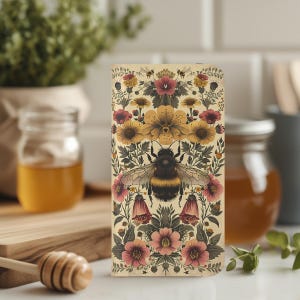 Vintage Bee and Floral Retro Botanical Design Wallet Flip Card holder Phone Case iPhone 13 12 Mini Pro Max Samsung Galaxy S22 S21 Plus Ultra image 2