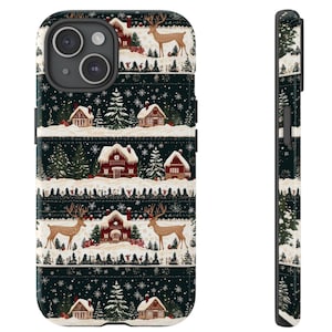 Cozy Winter Wonderland Village Phone case for iPhone 16 15 14 13 12 11  XS Pro Max Plus Samsung Galaxy S24 S23 22 Christmas sweater pattern