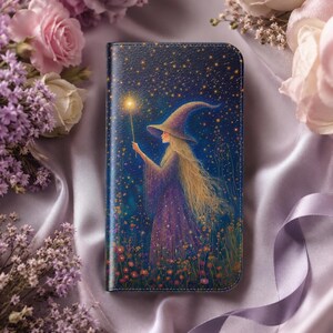 Enchanted Witch Starry Garden Vegan Leather Wallet Phone Case