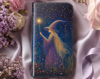 Enchanted Witch Starry Garden Vegan Leather Wallet Phone Case